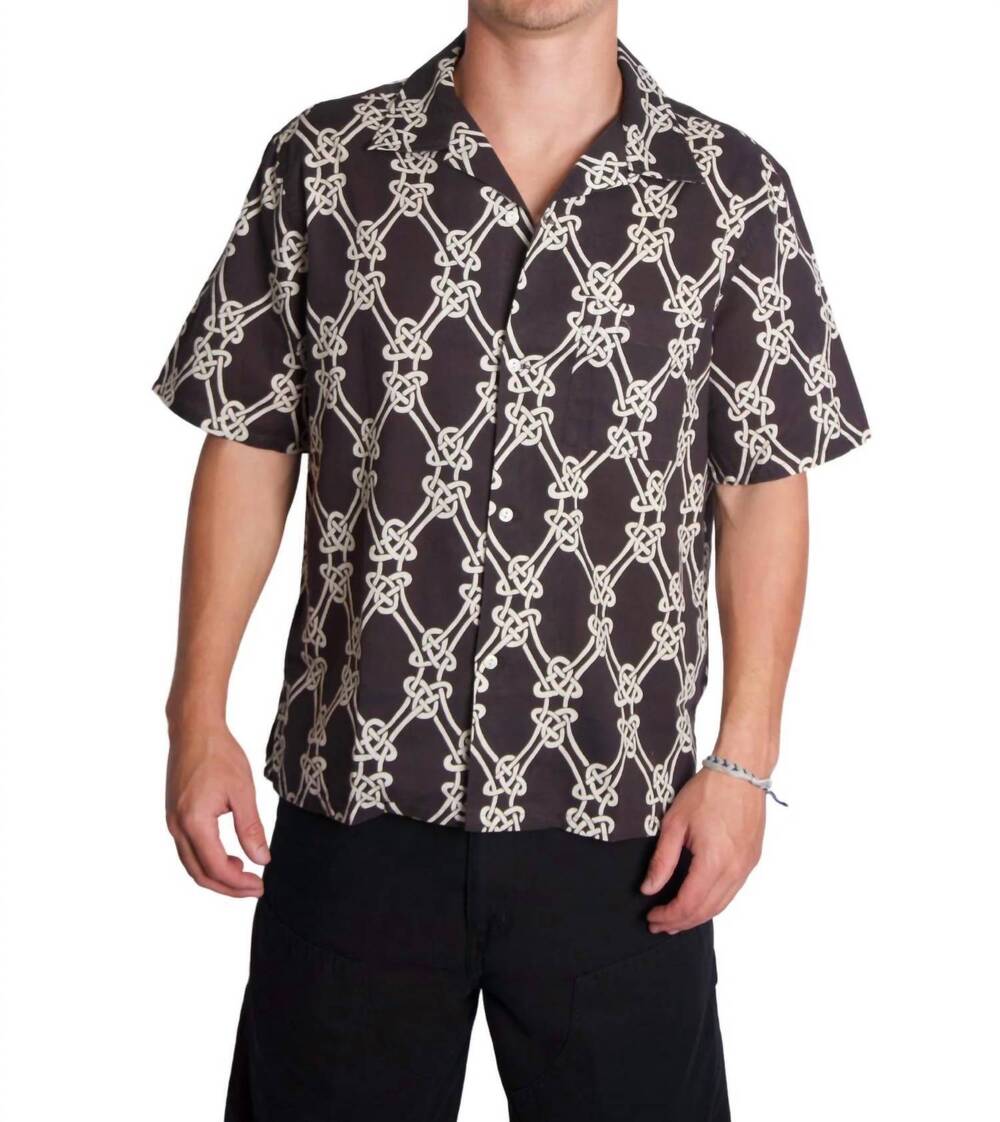 NEW KNICKERBOCKER women's knot panama cotton shirt in black